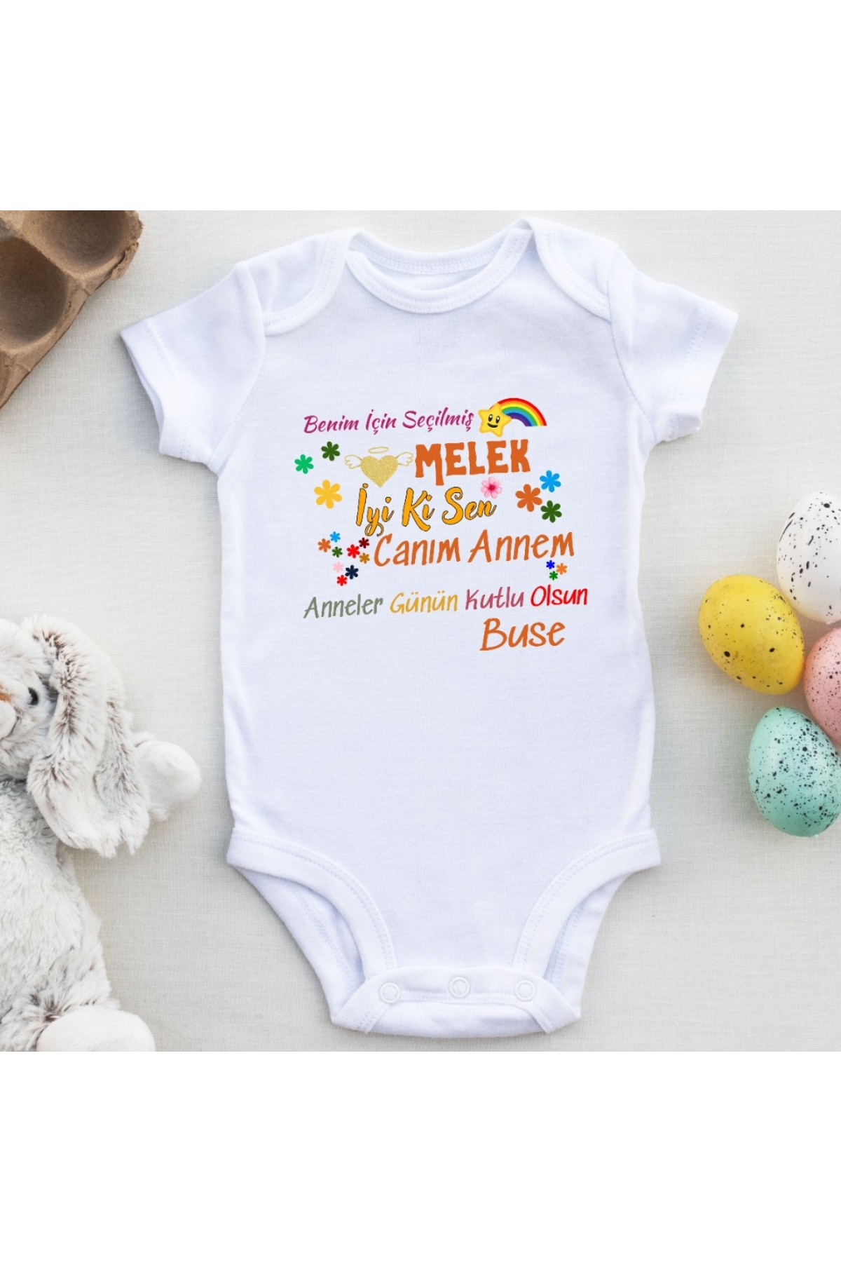 Benim İçin Seçilmiş Melek Anneler Günü Kutlu Olsun Yazılı Bebek Zıbın