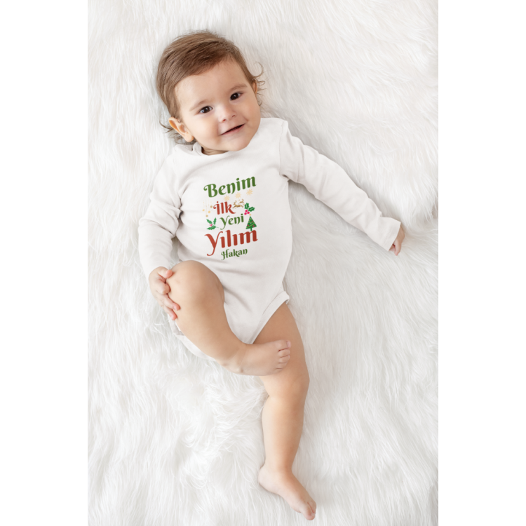 Benim İlk Yeni Yılım Kişiye Özel Bebek Zıbın Benim İlk Yeni Yılım Kişiye Özel Bebek Zıbın
