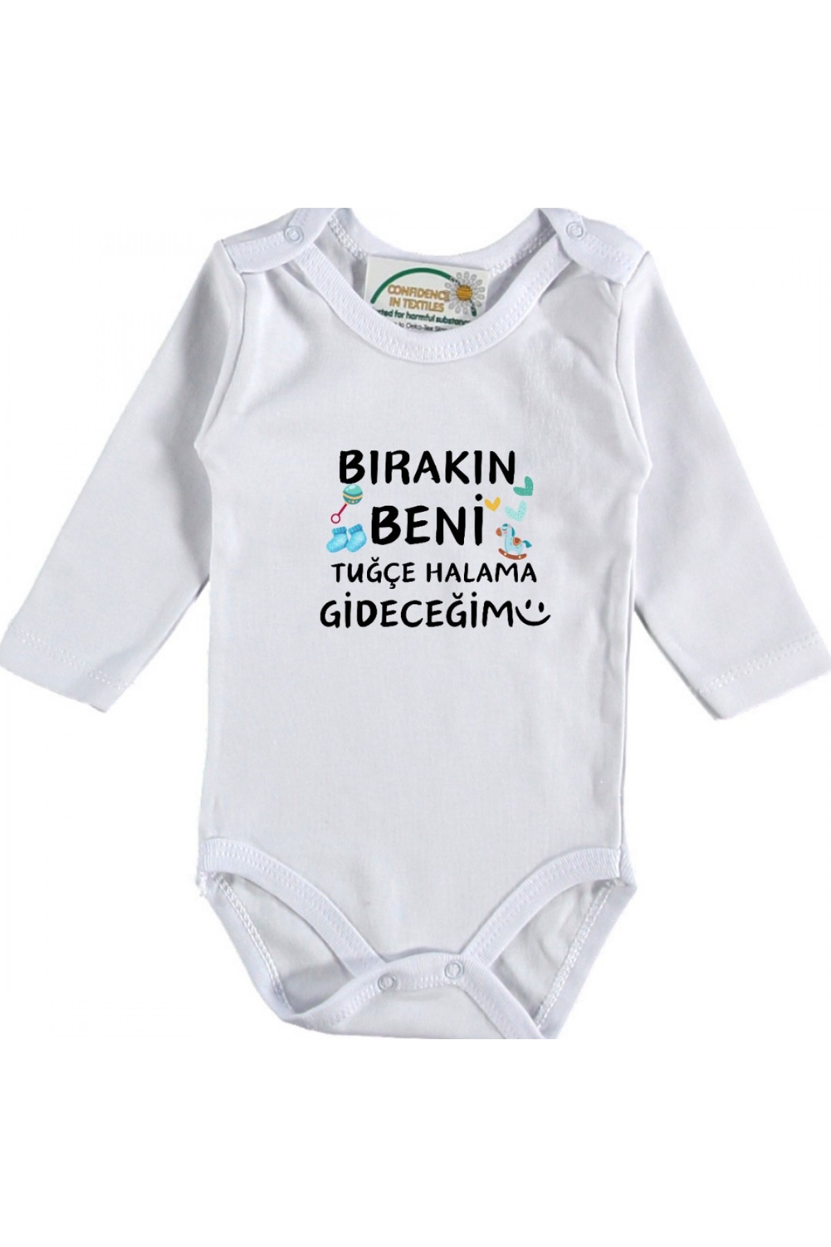 Bırakın Beni teyzeme -halama Gideceğim Yazılı Erkek Bebek Zıbın