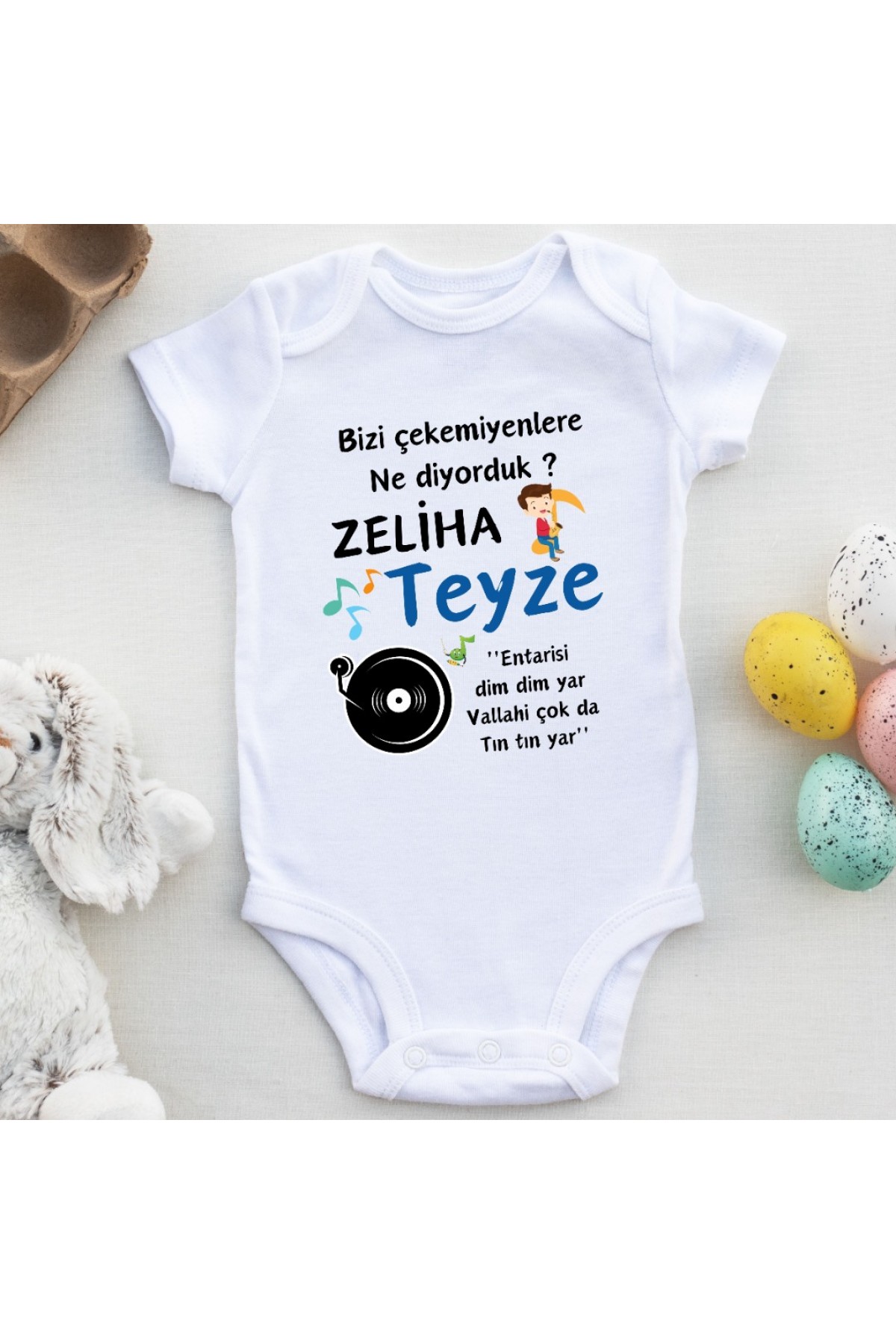 Bizi çekemeyenlere ne Diyorduk Hala Teyze Yazılı Erkek Bebek Zıbın