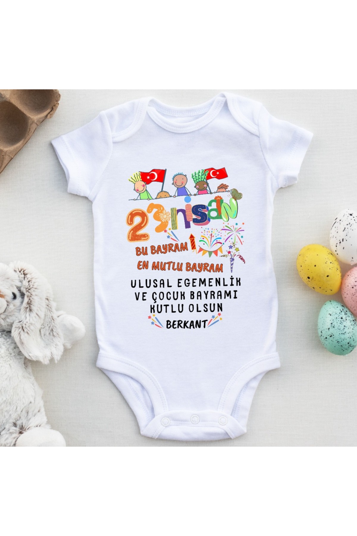 Bu Bayram en Mutlu bayram 23 Nisan Çocuk Bayramı Yazılı Bebek Zıbın