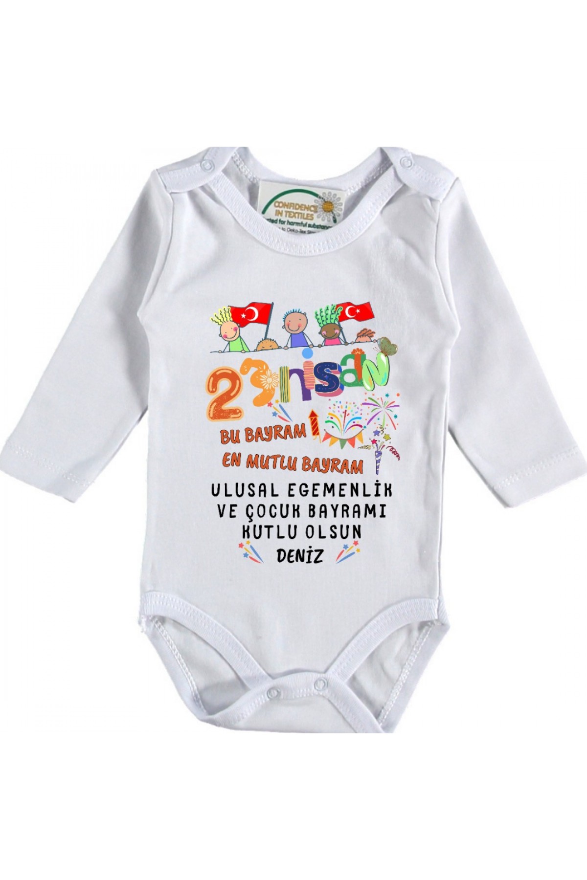 Bu Bayram en Mutlu bayram 23 Nisan Çocuk Bayramı Yazılı Bebek Zıbın