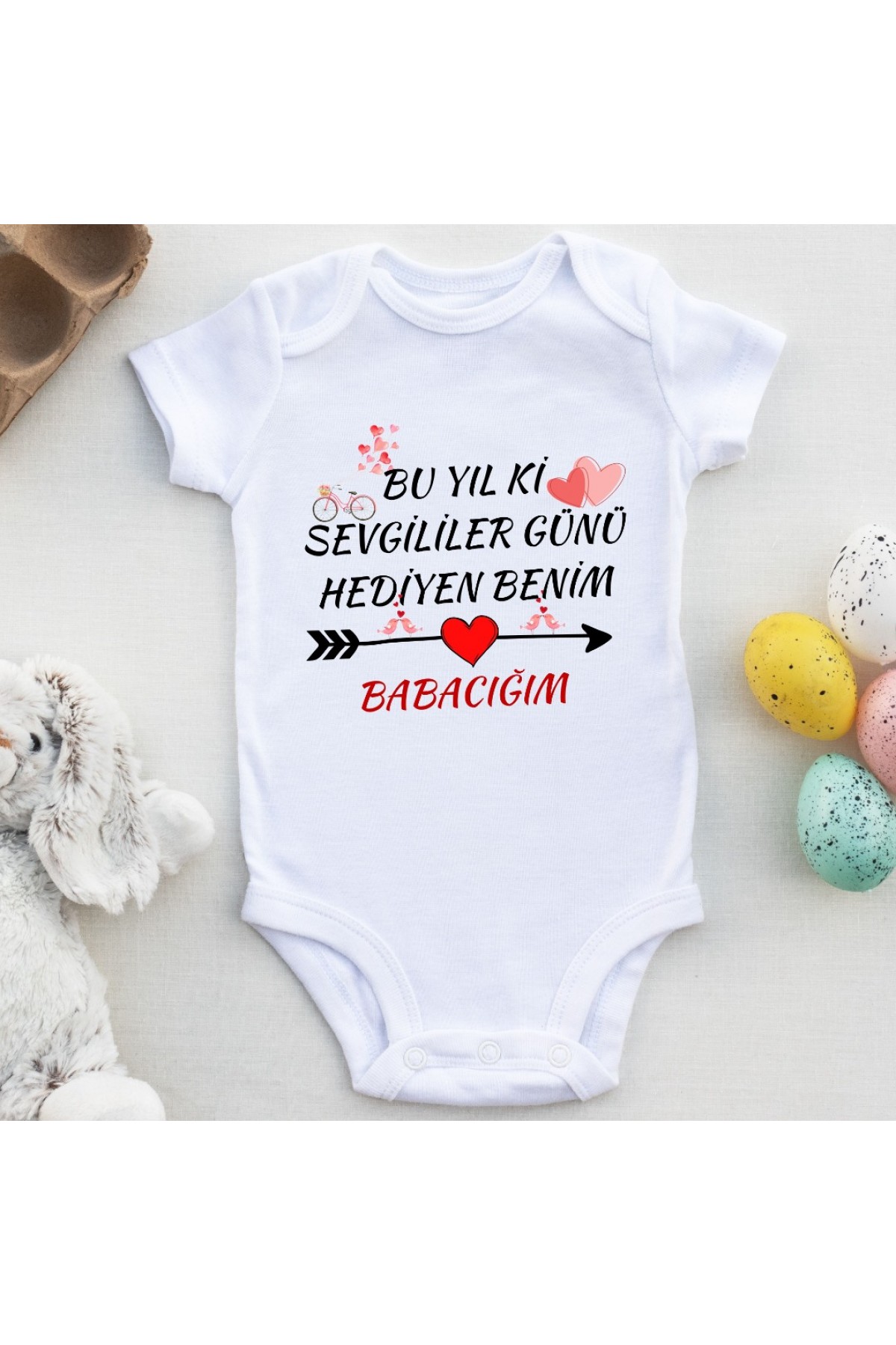 Bu yıl ki Sevgililer günü hediyesi benim Babacım Yazılı Bebek Zıbın