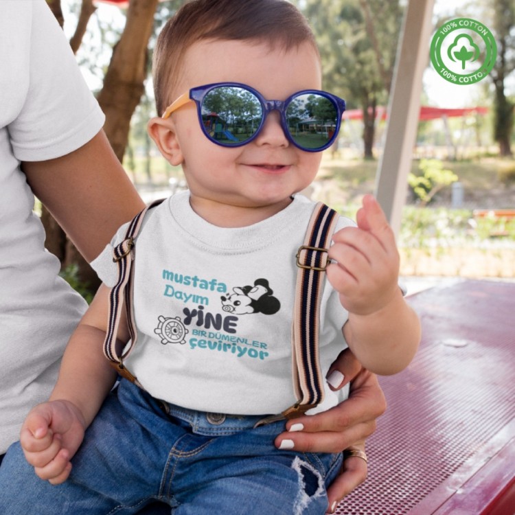 Dayım-Amcam Yine Bir Dümenler çeviriyor Yazılı Çocuk Tişörtü Dayım-Amcam Yine Bir Dümenler çeviriyor Yazılı Çocuk Tişörtü