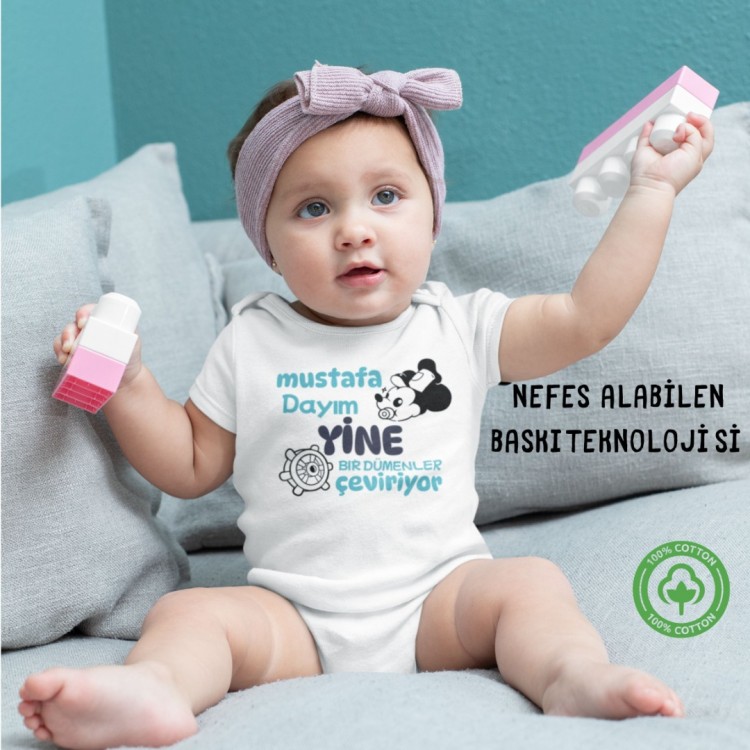 Dayım-Amcam Yine Bir Dümenler çeviriyor Yazılı Kişiye Özel Bebek Zıbın Dayım-Amcam Yine Bir Dümenler çeviriyor Yazılı Kişiye Özel Bebek Zıbın