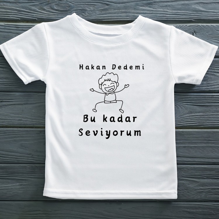 Dedemi Bu kadar Seviyorum Yazılı Çocuk Tişörtü
