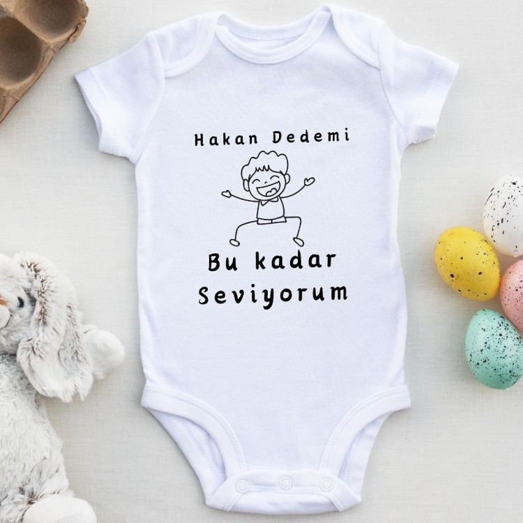 Dedemi Bu Kadar seviyorum Yazılı Bebek Zıbın
