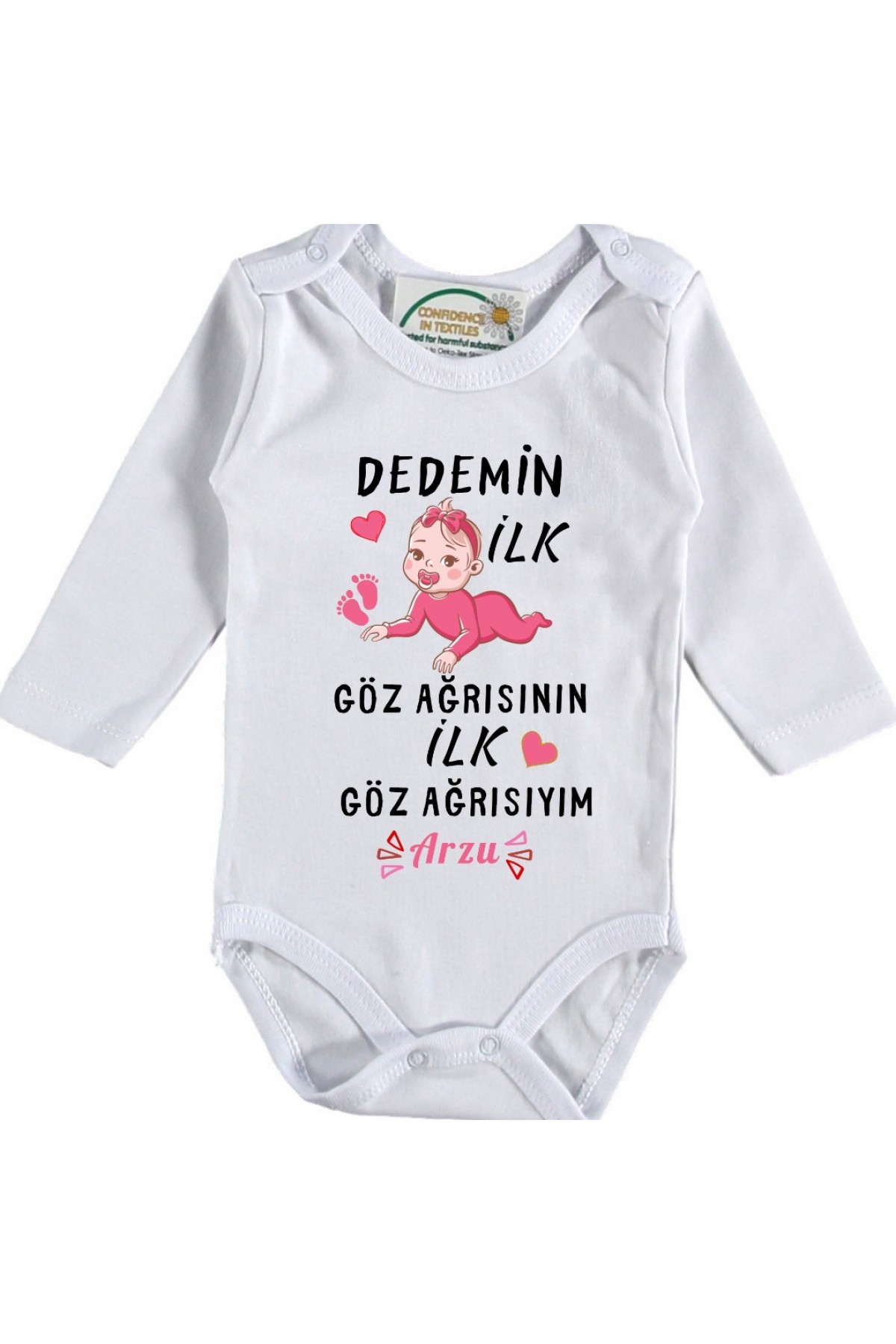 Dedemin İlk Göz Ağrısının İlk Göz Ağrısıyım Yazılı Kızk Bebek Zıbın Dedemin İlk Göz Ağrısının İlk Göz Ağrısıyım Yazılı Kızk Bebek Zıbın