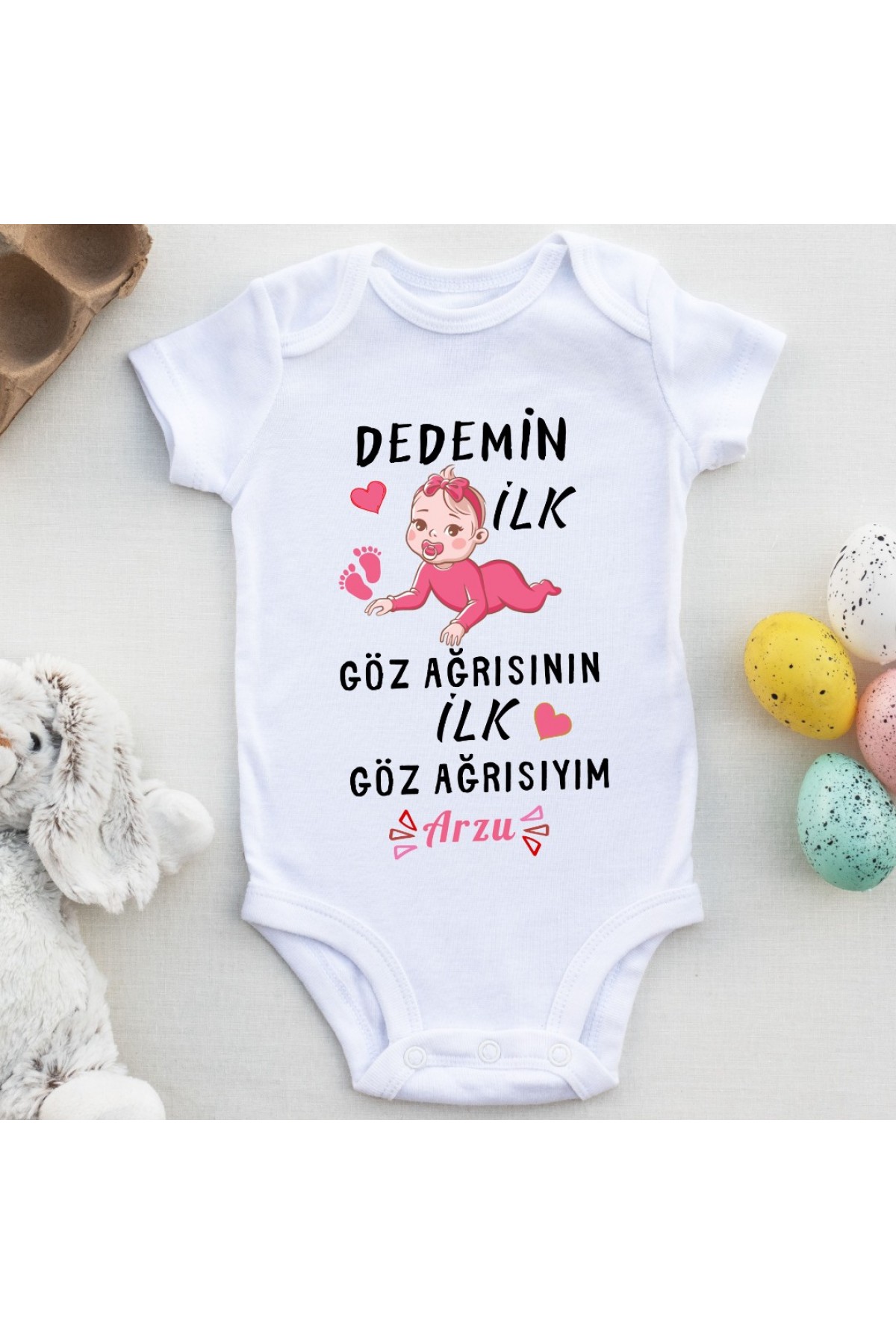 Dedemin İlk Göz Ağrısının İlk Göz Ağrısıyım Yazılı Kızk Bebek Zıbın Dedemin İlk Göz Ağrısının İlk Göz Ağrısıyım Yazılı Kızk Bebek Zıbın