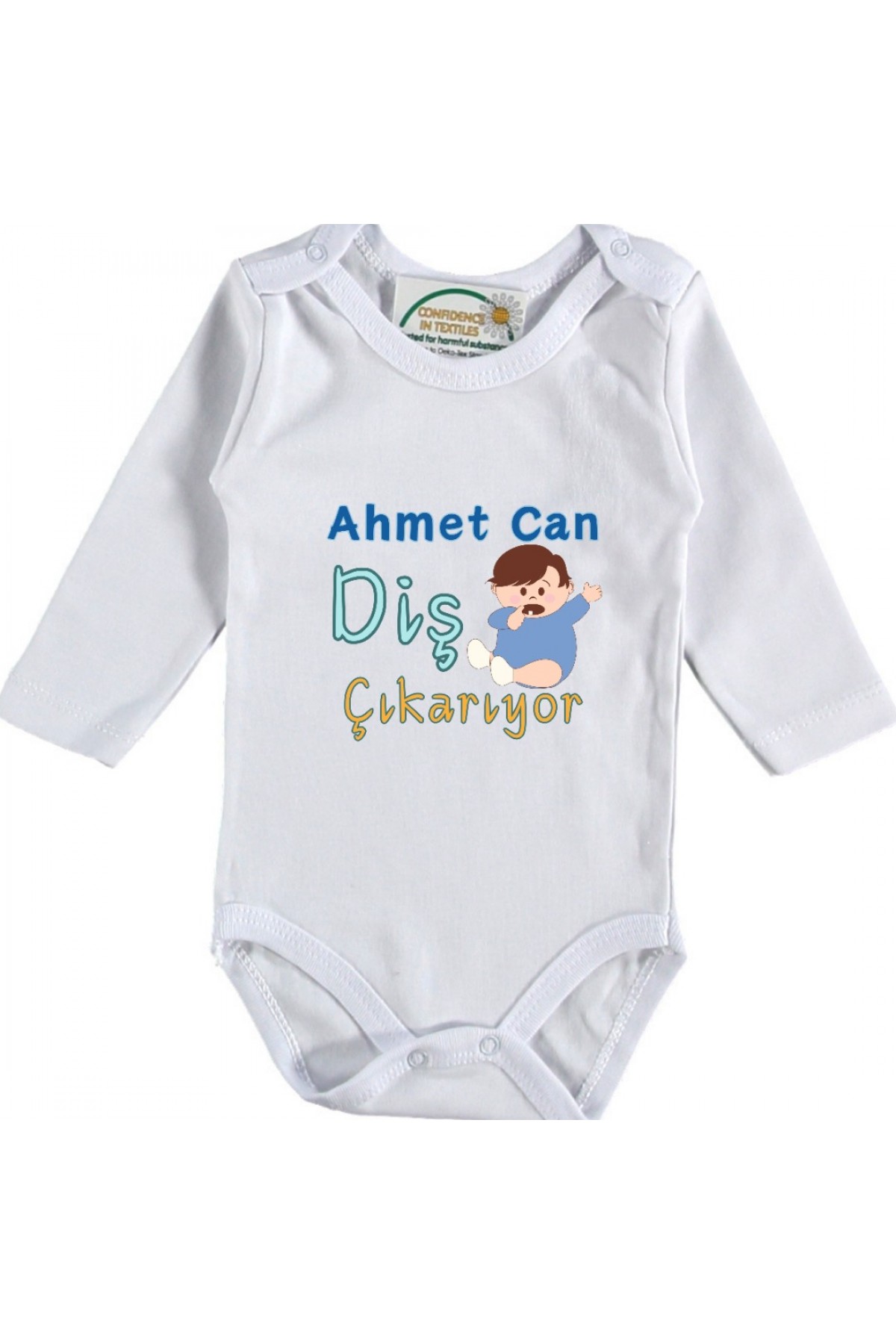 Diş Çıkarıyor Yazılı Erkek Bebek Zıbın