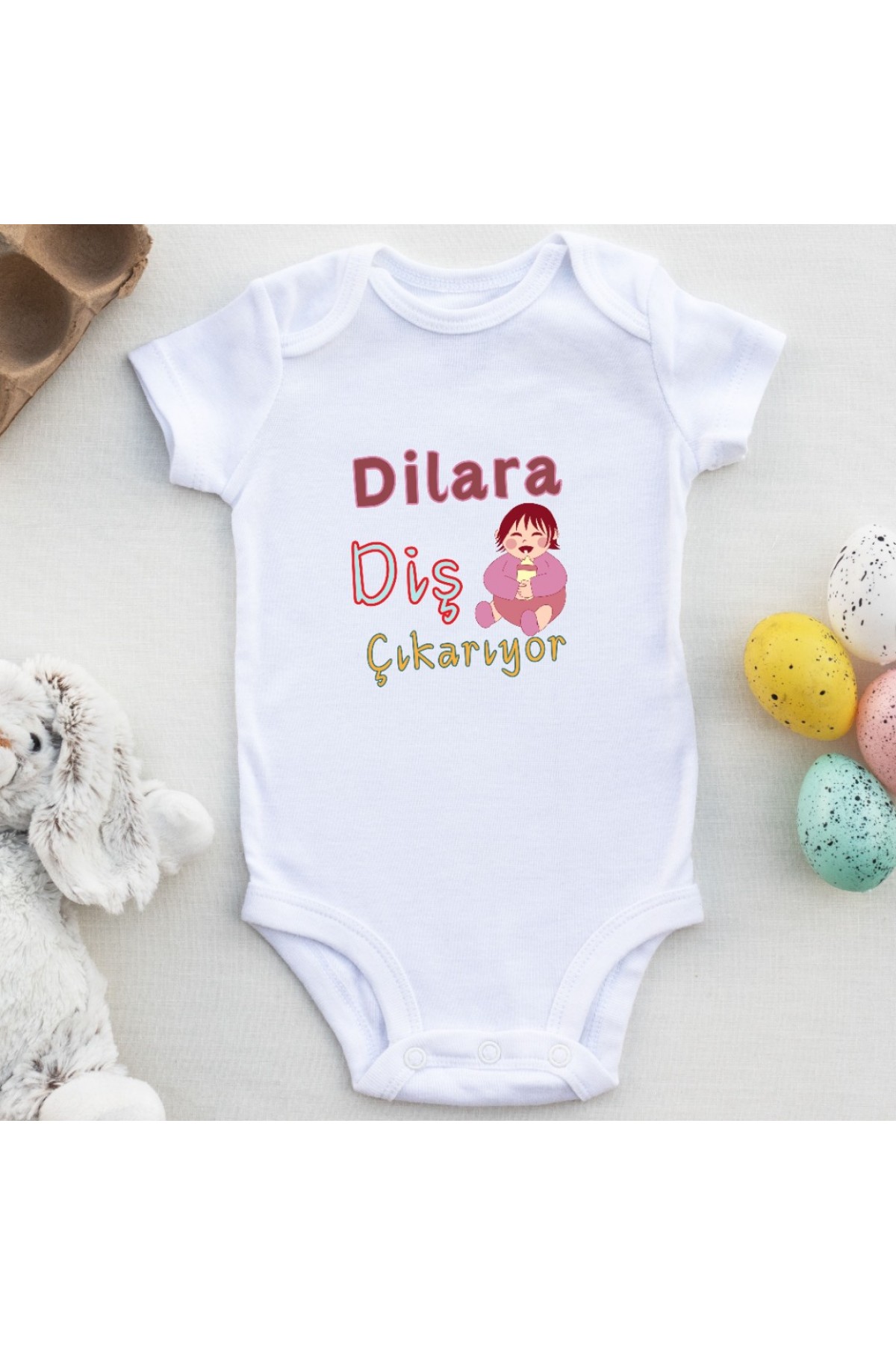 Diş Çıkarıyor Yazılı Kız Bebek Zıbın