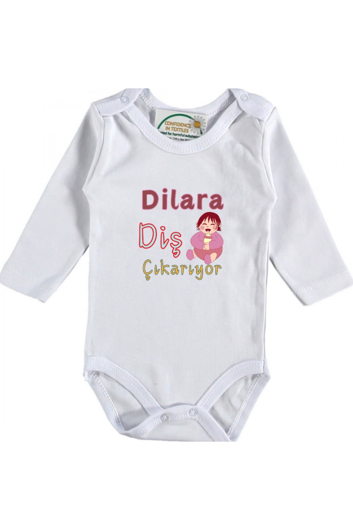 Diş Çıkarıyor Yazılı Kız Bebek Zıbın