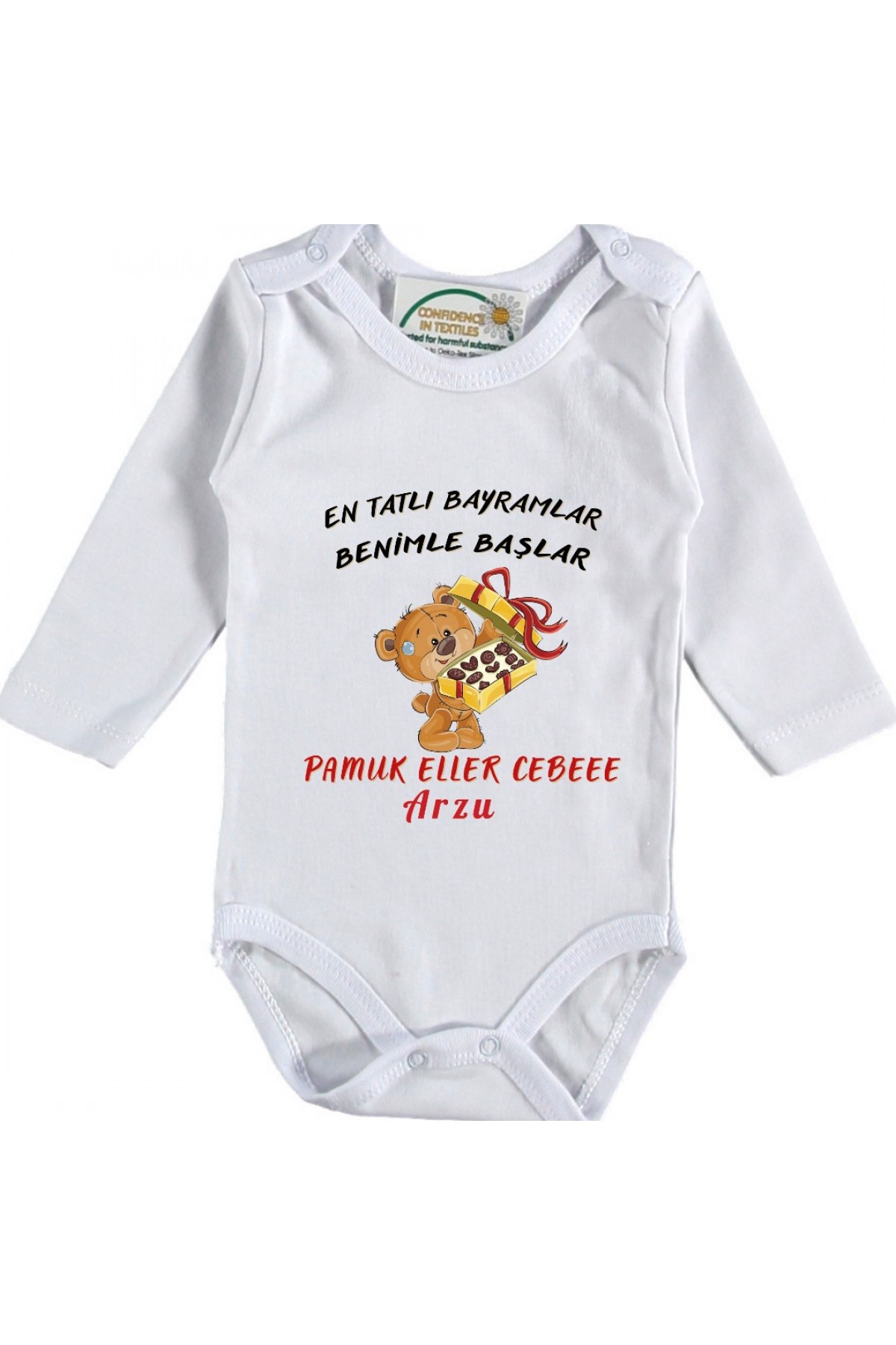 En Tatlı bayramlar benimle Başlar tasarım Yazılı Bebek Zıbın