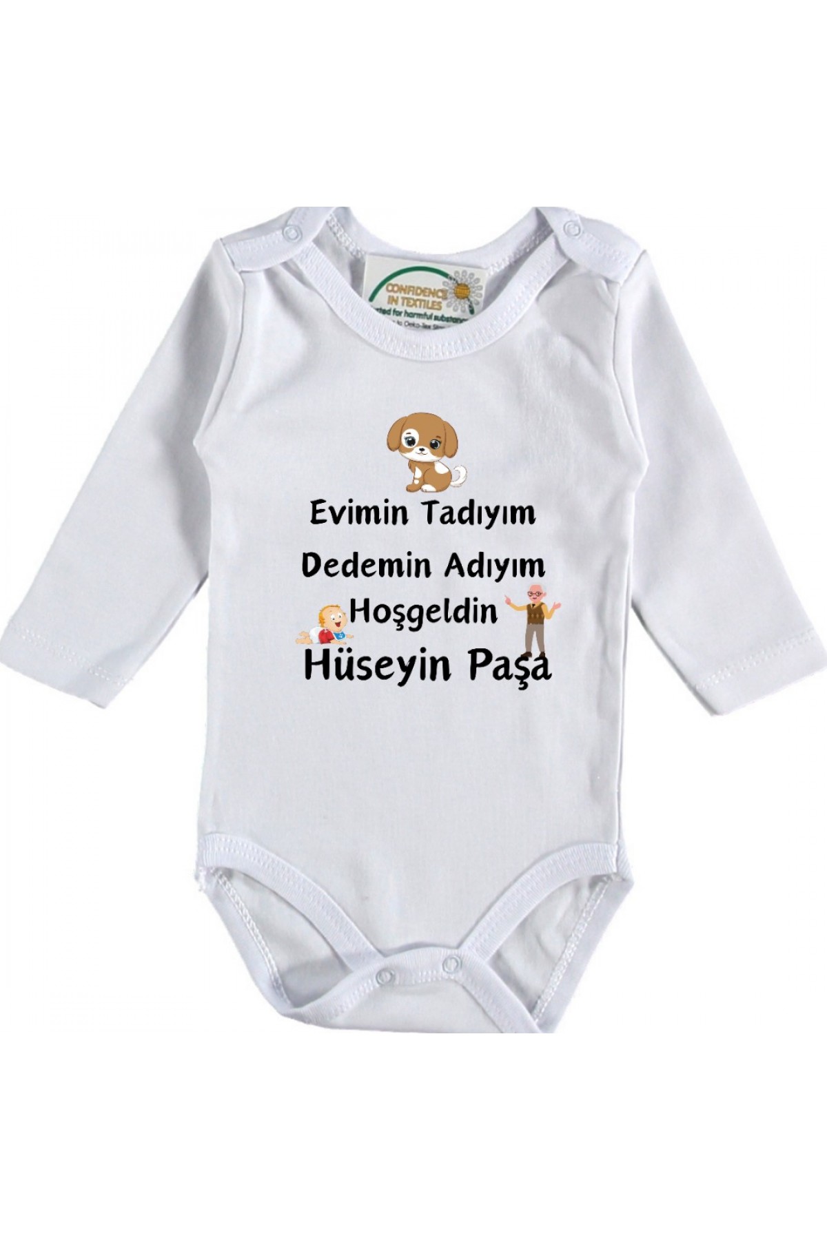 Evimin Tadıyım Dedemin Adıyım Yazılı Kişiye özel Bebek Zıbın