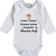 Evimin Tadıyım Dedemin Adıyım Yazılı Kişiye özel Bebek Zıbın