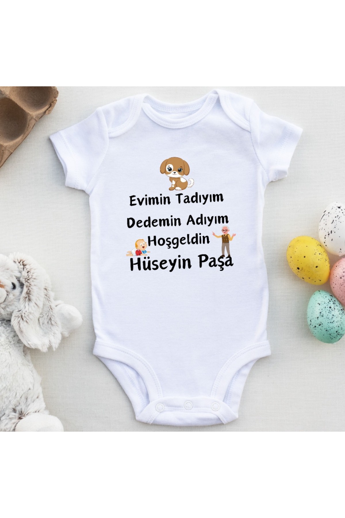 Evimin Tadıyım Dedemin Adıyım Yazılı Kişiye özel Bebek Zıbın