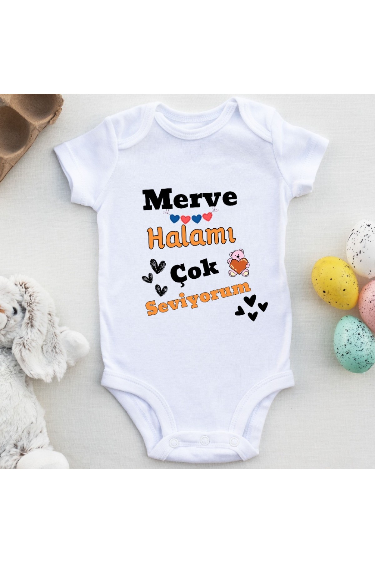 Teyzemi - Halamı Çok Seviyorum Yazılı Bebek Zıbın Teyzemi - Halamı Çok Seviyorum Yazılı Bebek Zıbın