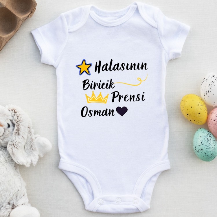 Halasının - Teyzesinin Biricik Prensi Yazılı Kişiye Özel Bebek Zıbın Halasının - Teyzesinin Biricik Prensi Yazılı Kişiye Özel Bebek Zıbın
