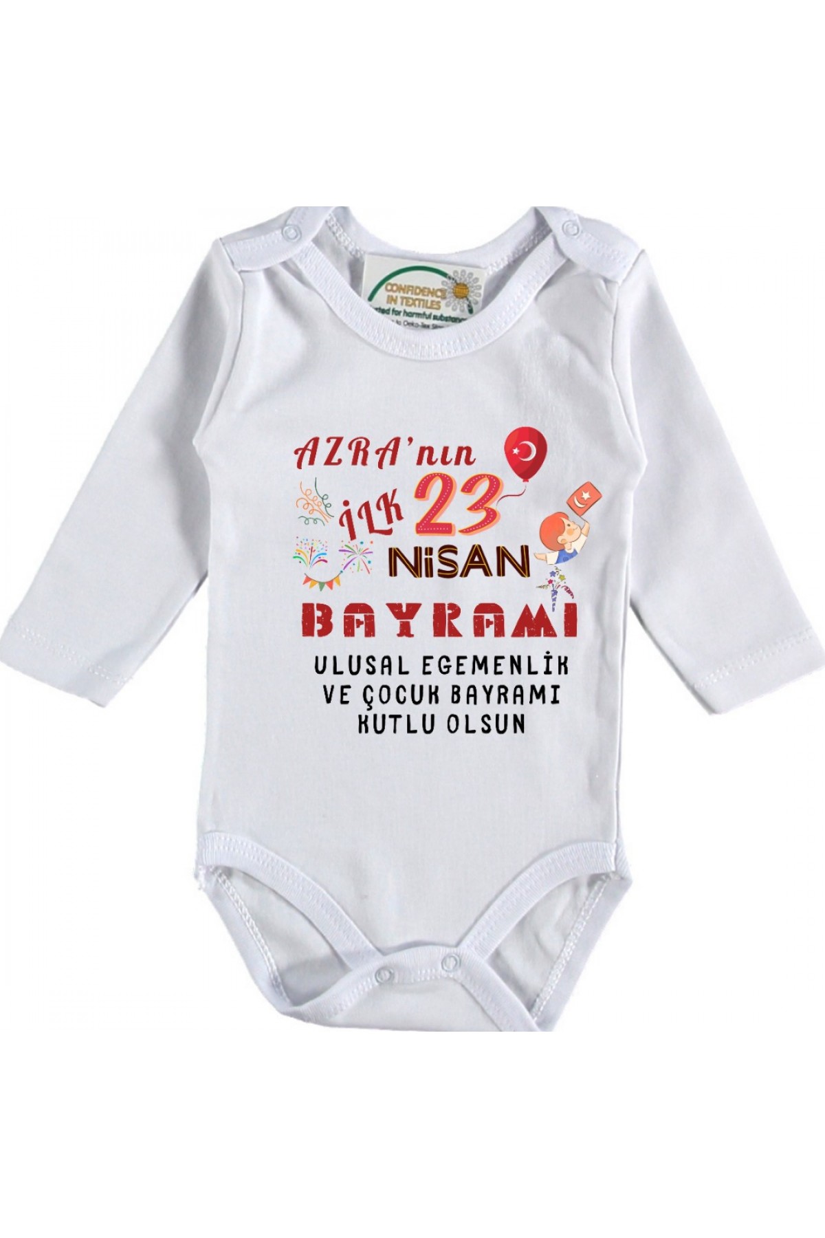 İlk 23 Nisan Bayramı Yazılı Kız Bebek Zıbın