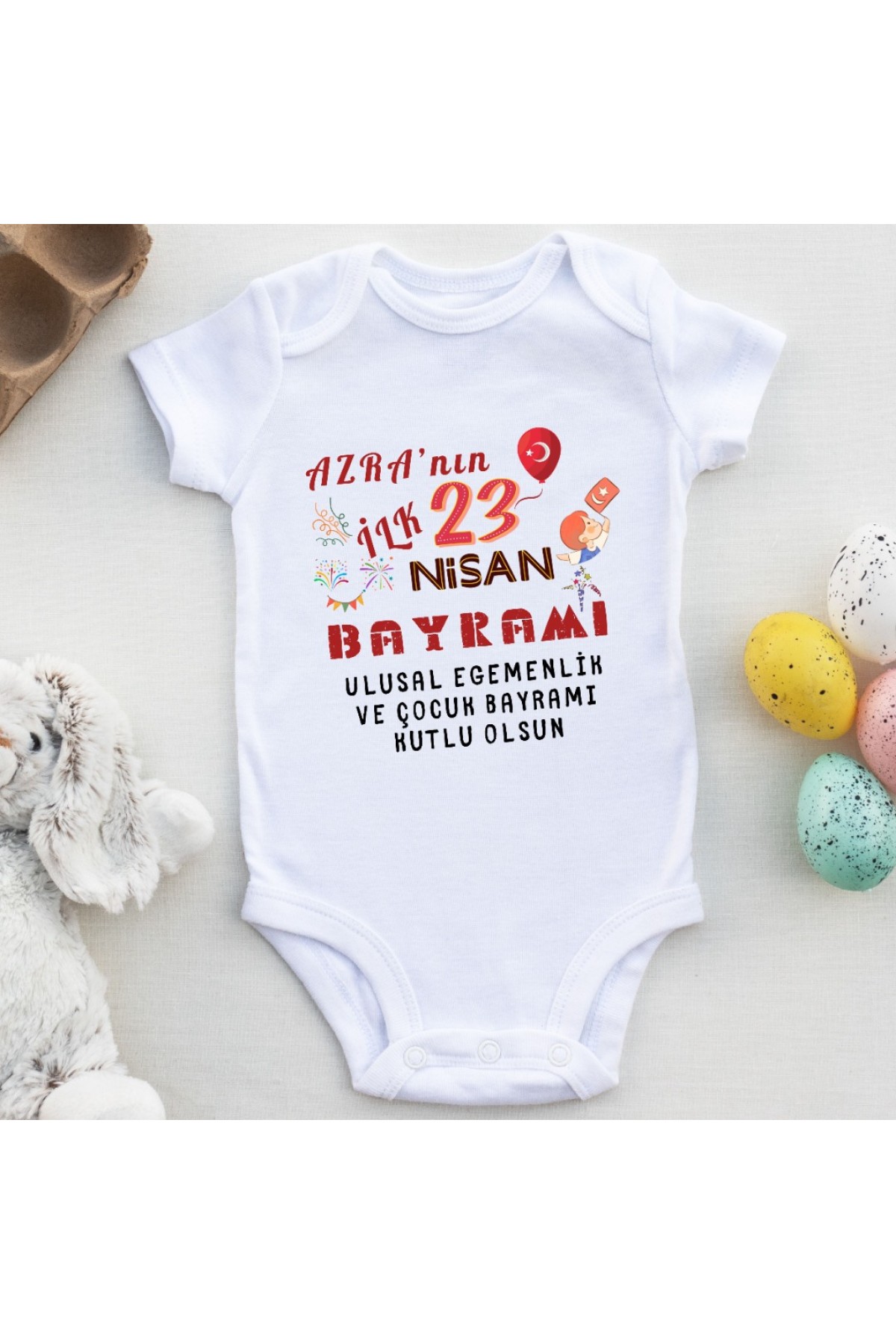 İlk 23 Nisan Bayramı Yazılı Kız Bebek Zıbın