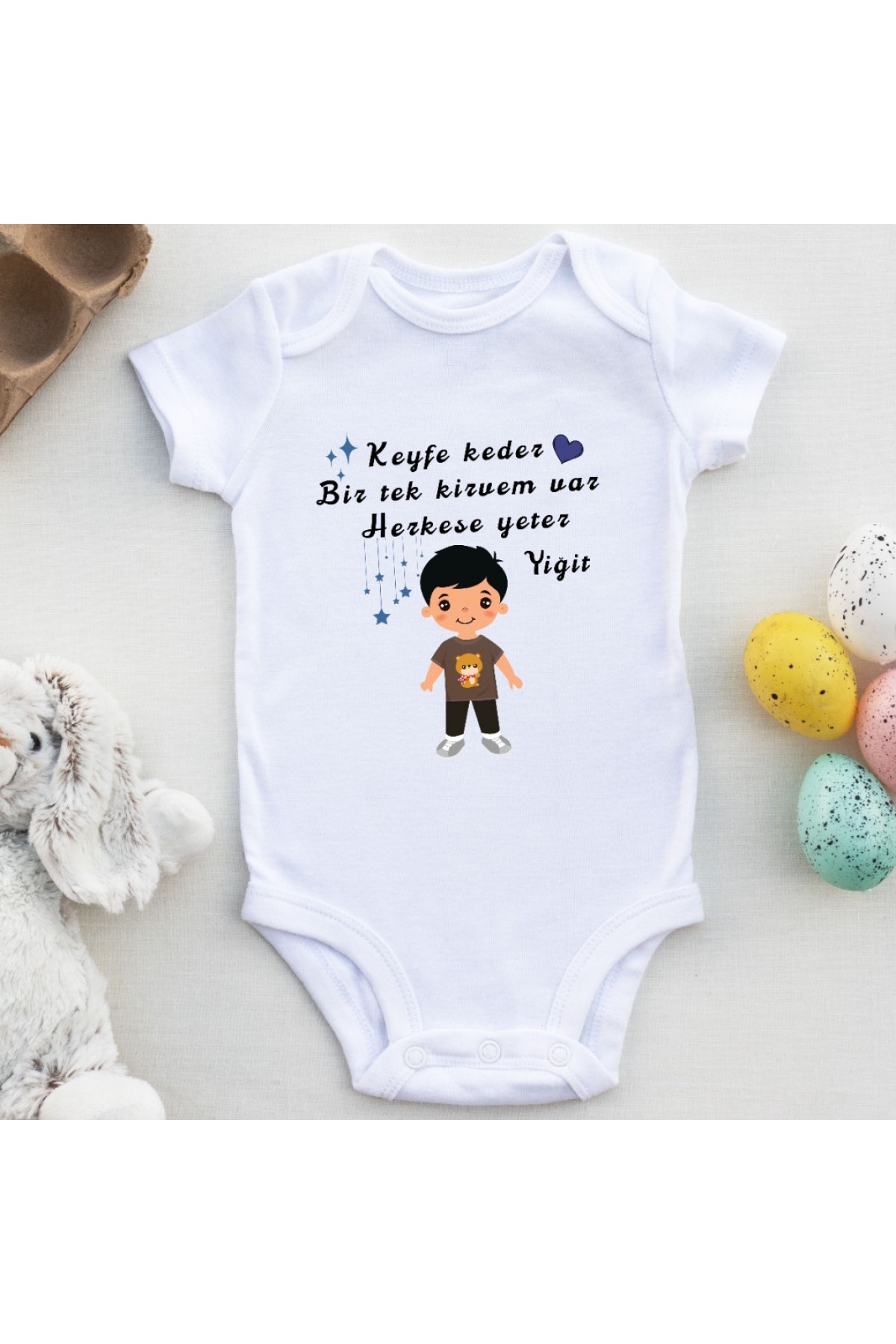 Keyfe Keder Bir tek Kirvem Var Yazılı Bebek Zıbın