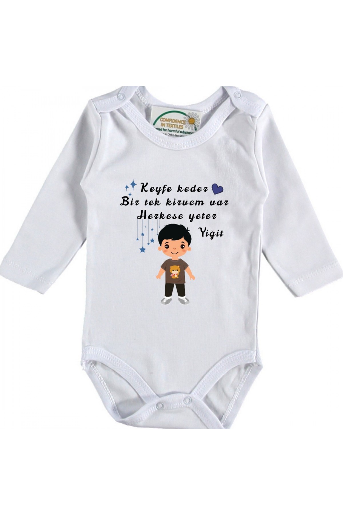 Keyfe Keder Bir tek Kirvem Var Yazılı Bebek Zıbın