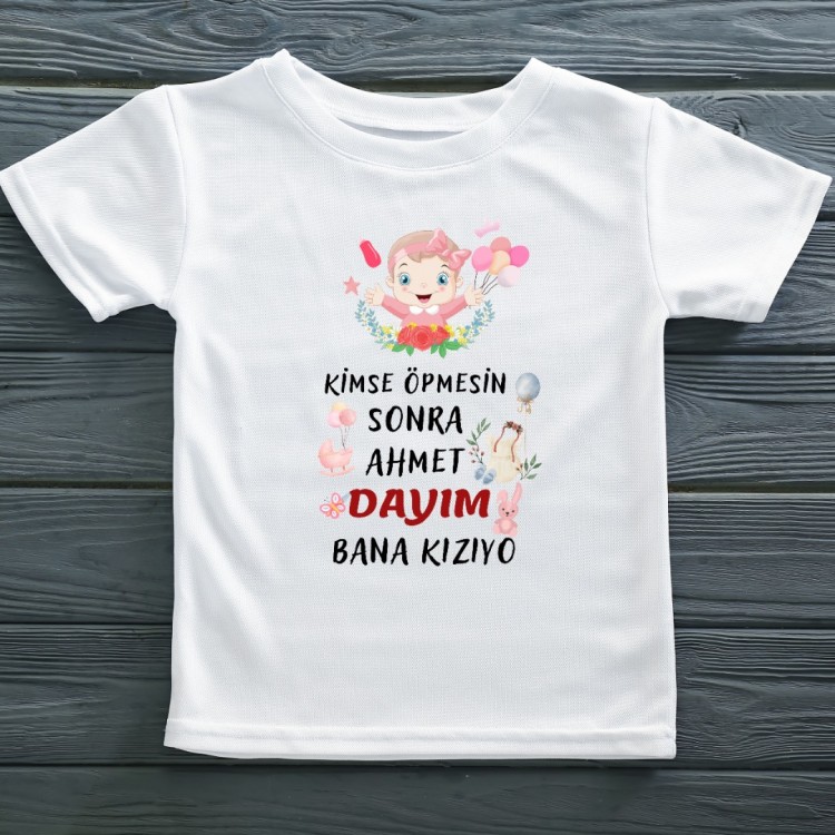 Kimse Öpmesin Sonra bana Kızıyor Yazılı Kız Çocuk Tişörtü