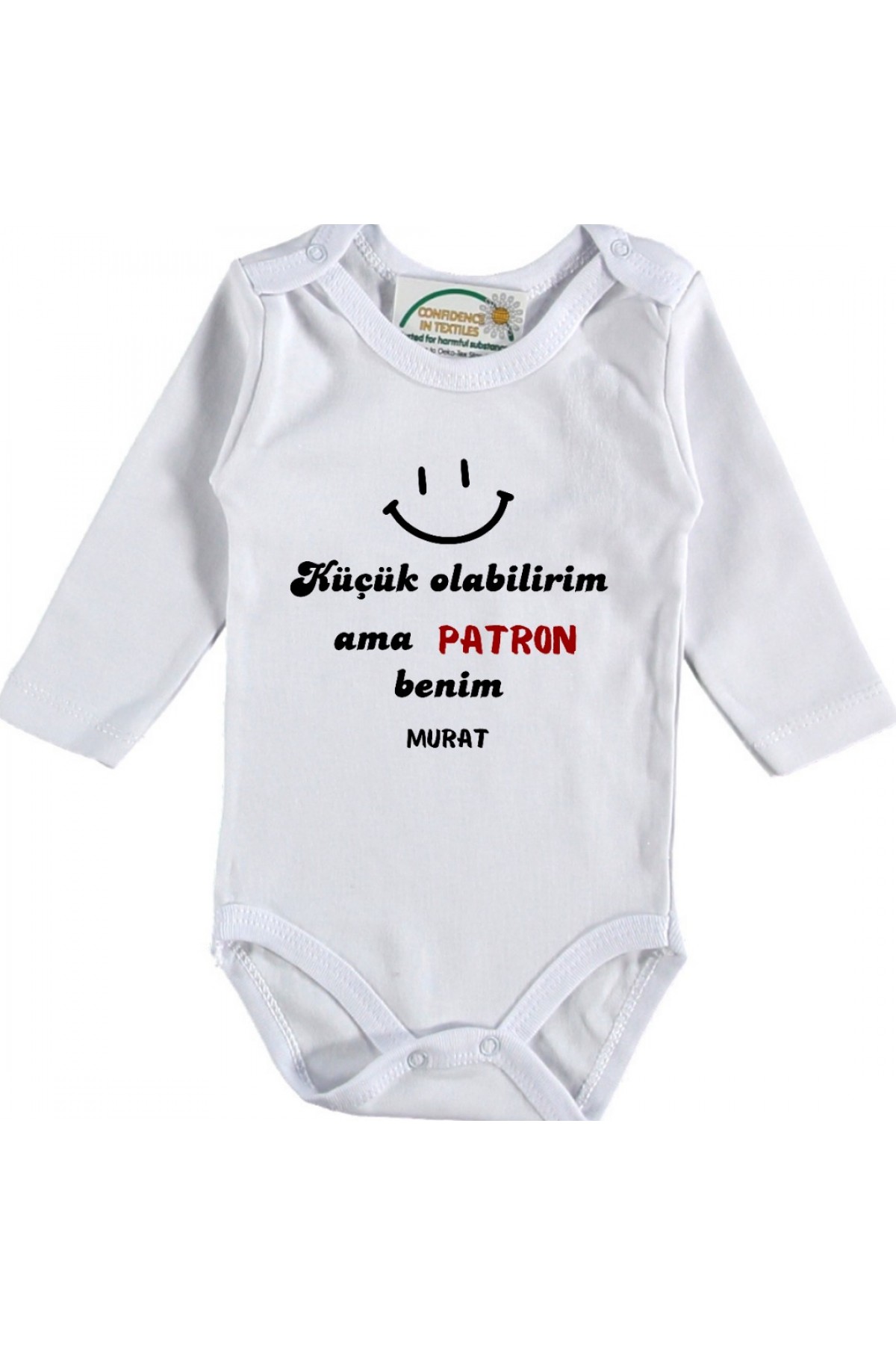Küçük Olabilirim ama Patron benim Yazılı Bebek Zıbın