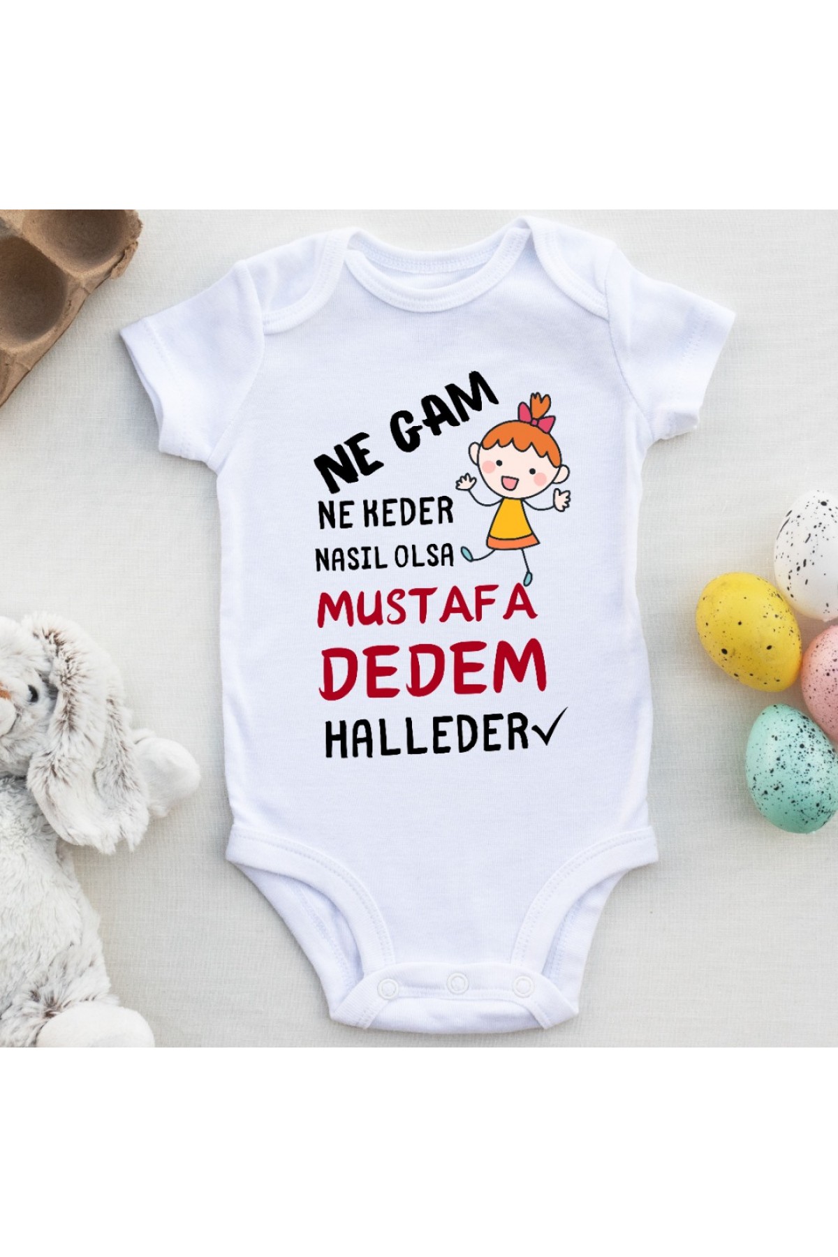 Ne gam ne keder Nasıl Olsa halleder Yazılı Kişiye Özel Kız Bebek Zıbın-yeni