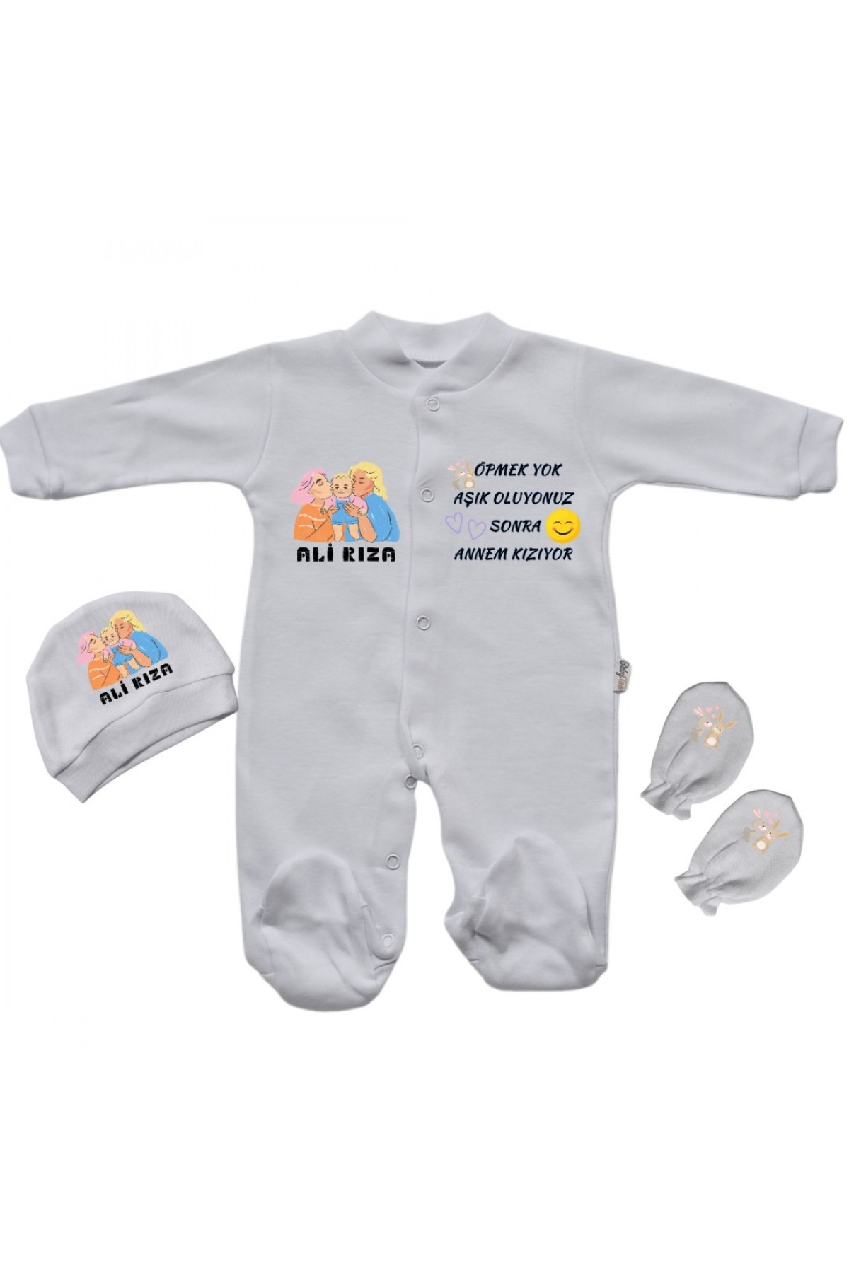 Öpmek Yok Aşık Oluyorsunuz sonra Yazılı Kişiye Özel Bebek Tulum