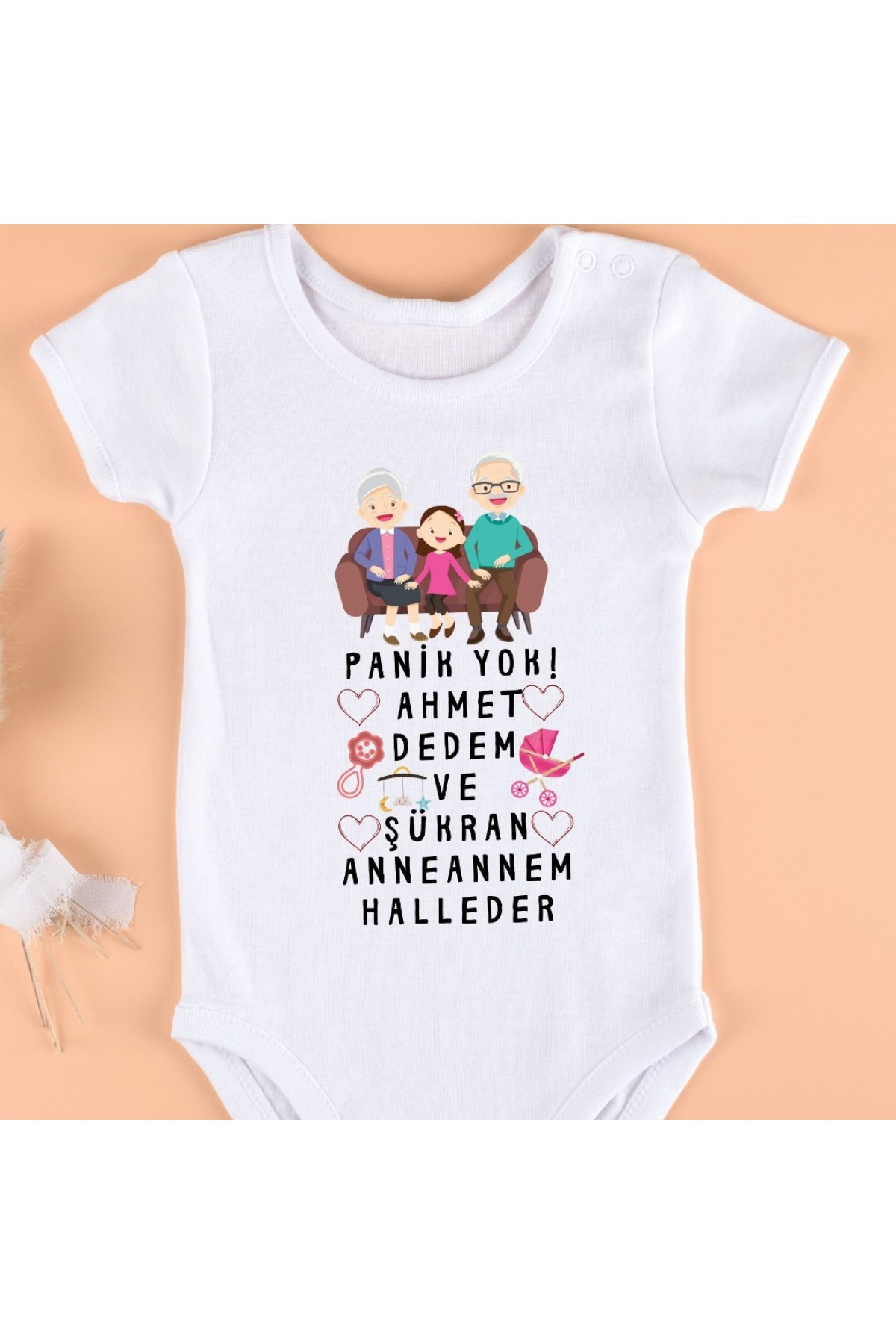 Panik Yok Dedem Ve Babaannem Halleder Yazılı Kişiye özel Kız Bebek Zıbın