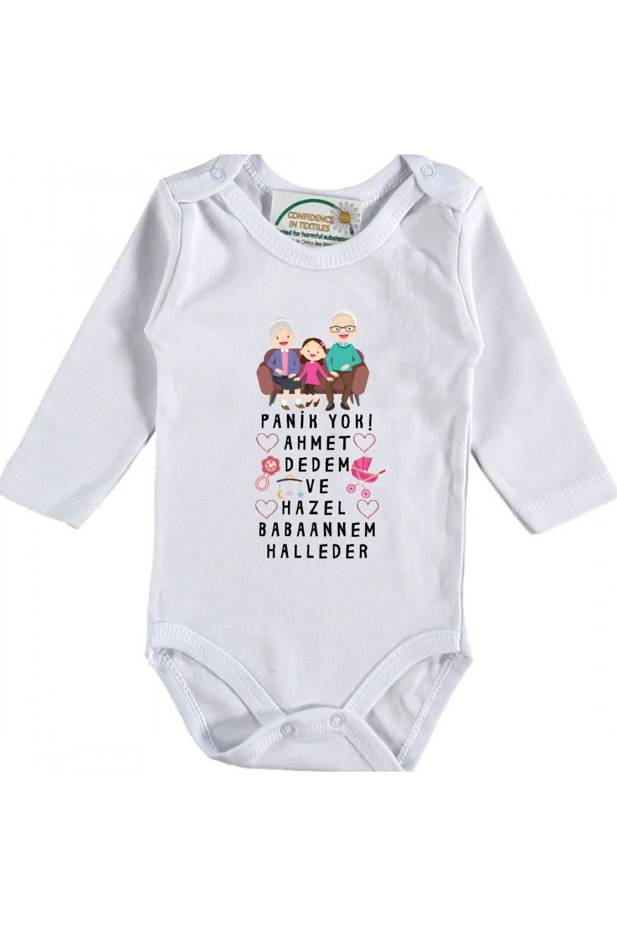 Panik Yok Dedem Ve Babaannem Halleder Yazılı Kişiye özel Kız Bebek Zıbın