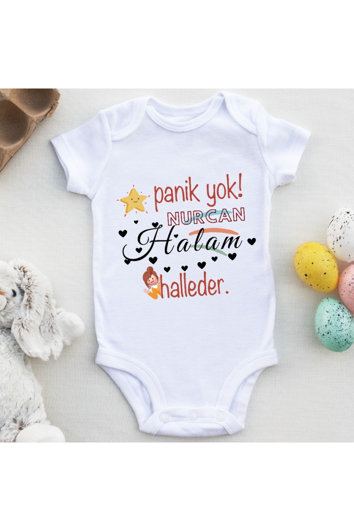Panik Yok halam-teyzem Halleder  Yazılı Bebek Zıbın