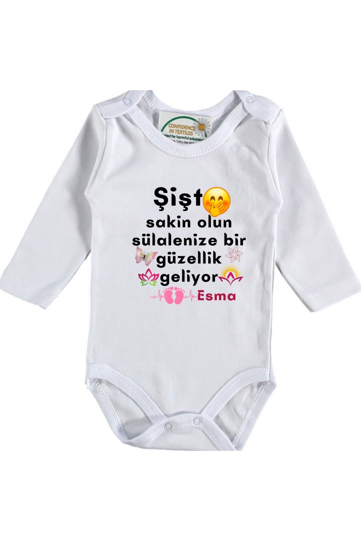 Sülalemize Bir Güzellik Geliyor Yazılı Kişiye özel Bebek Zıbın Sülalemize Bir Güzellik Geliyor Yazılı Kişiye özel Bebek Zıbın