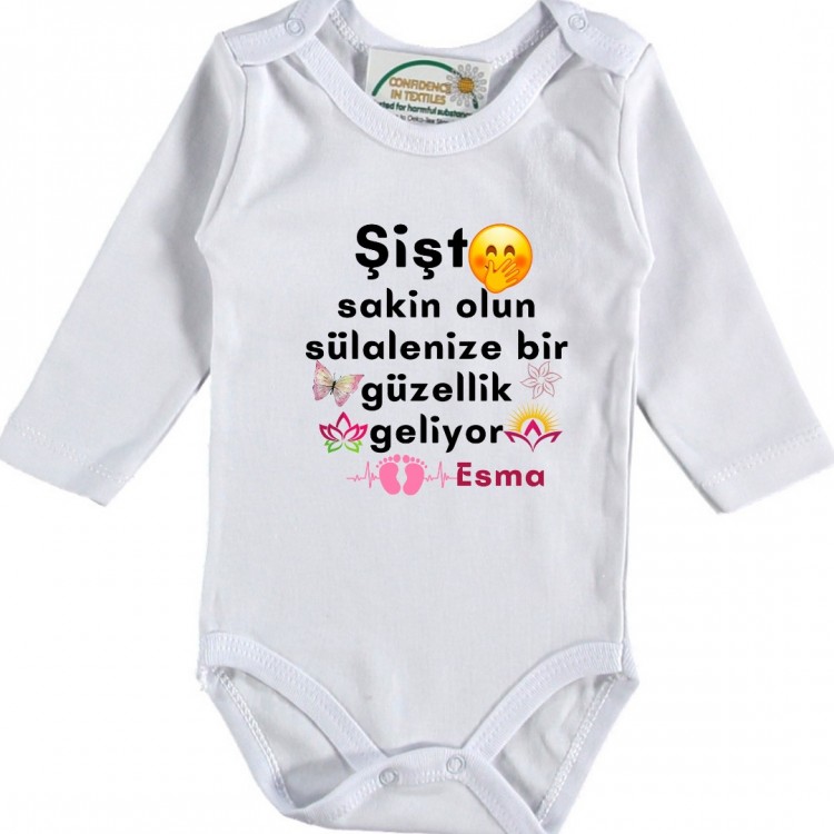 Sülalemize Bir Güzellik Geliyor Yazılı Kişiye özel Bebek Zıbın