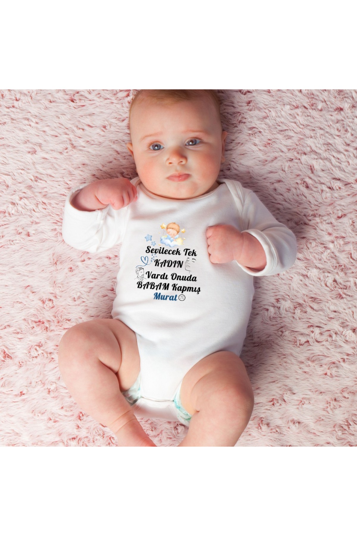 Sevilecek Tek Kadın Vardı Onu Da Babam Kapmış Yazılı Kişiye özel Bebek Zıbın