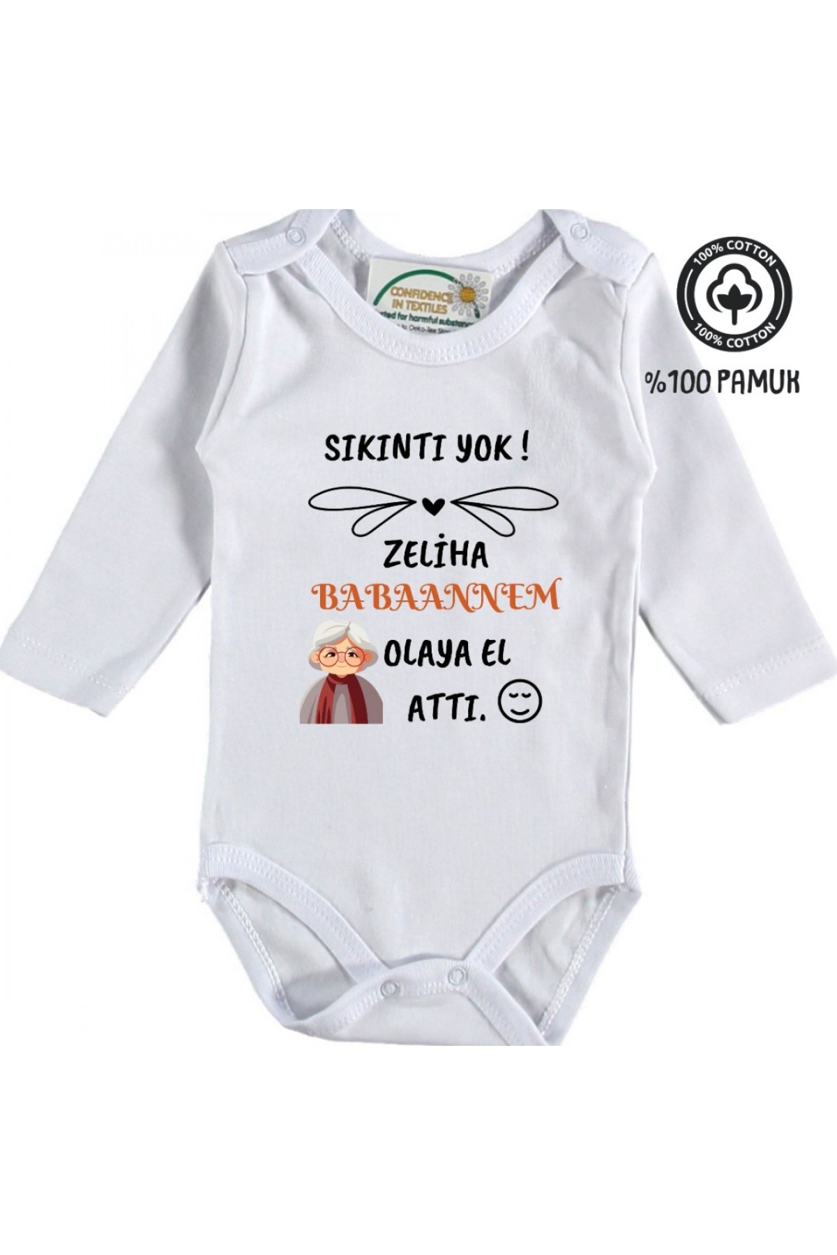 Babaannem-Anneannem Olaya El Attı Kişiye Özel Bebek Zıbın