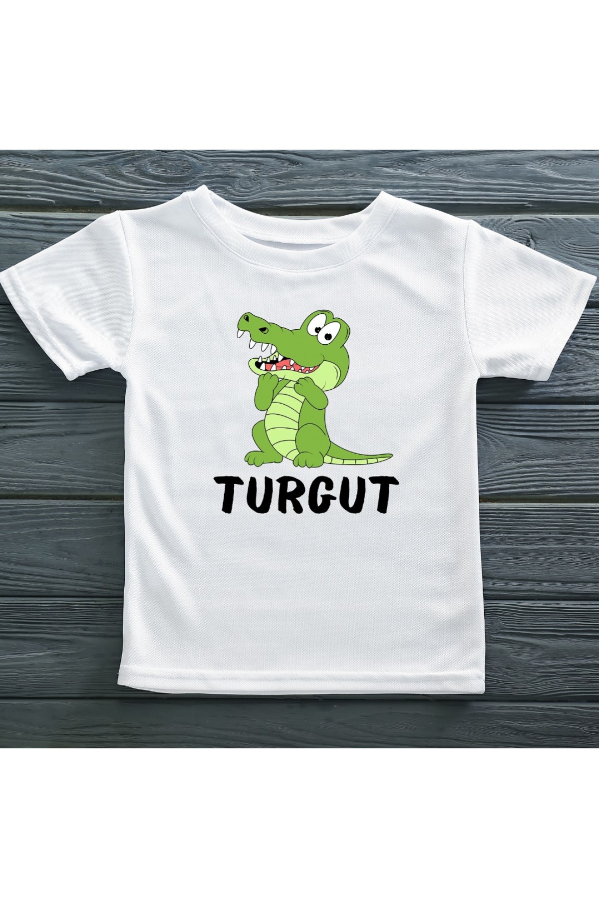 Timsah temalı isim yazılabilen Yazılı Çocuk Tişörtü