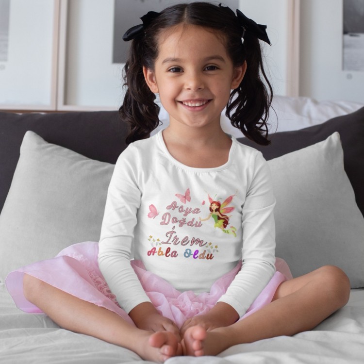 Abla Oldu Tasarımlı isim yazılabilen Kişiye Özel Çocuk Tişörtü - %100 Pamuklu Kumaş Abla Oldu Tasarımlı isim yazılabilen Kişiye Özel Çocuk Tişörtü - %100 Pamuklu Kumaş