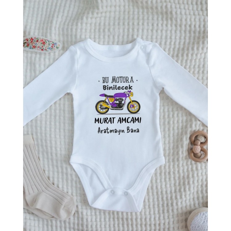 Bu Motora Binilecek Yazılı Kişiye özel Bebek Zıbın - %100 Pamuk