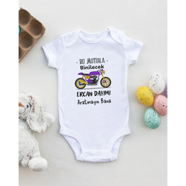 Bu Motora Binilecek Yazılı Kişiye özel Bebek Zıbın - %100 Pamuk