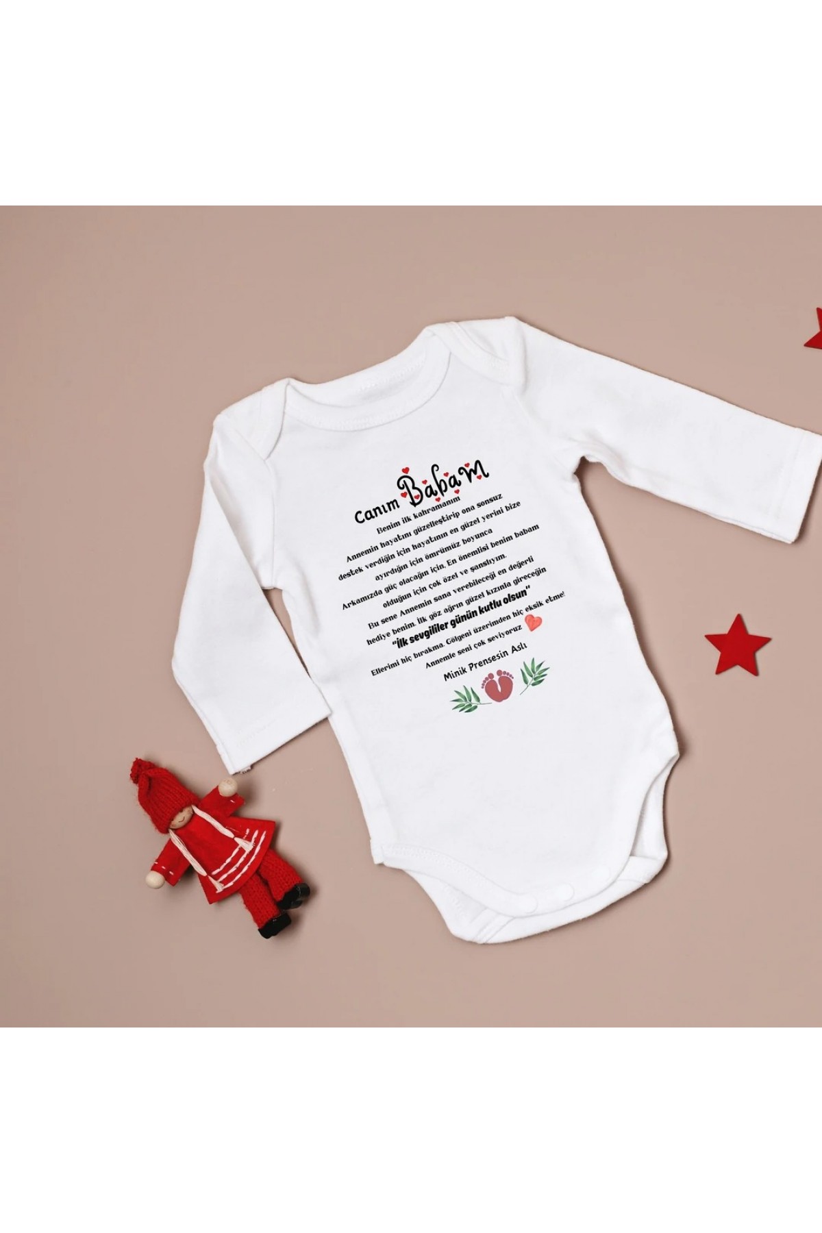 Canım Babam İlk Doğum Günü - Sevgililer Günü Yazılı Kişiye Özel Bebek Zıbın