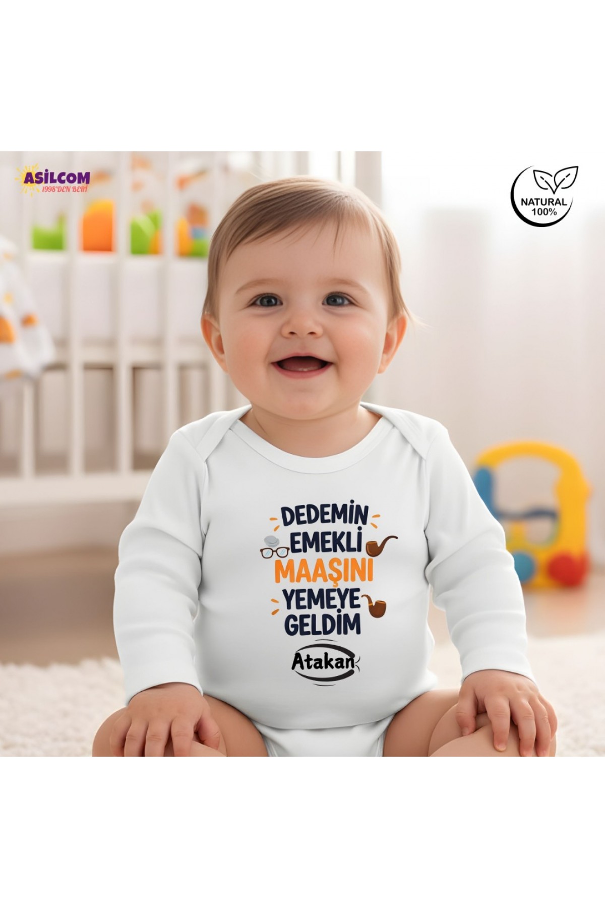 Dedemin Emekli Maaşını Yemeye Geldim Zıbın | Kişiye Özel Bebek Giyim