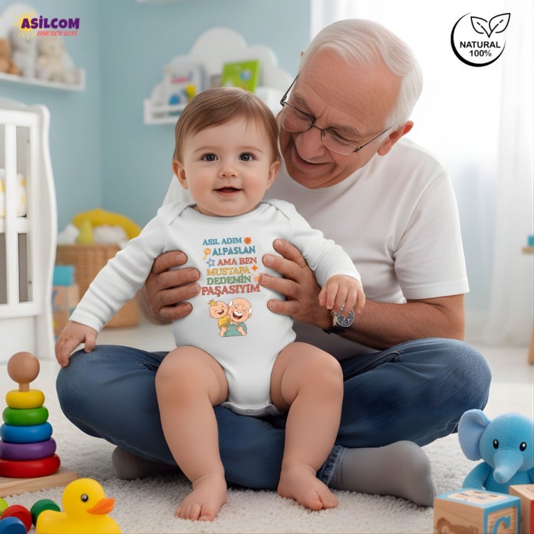 Kişiye Özel İsimli  Dedemin Paşası Bebek Zıbını - En Anlamlı Hediye