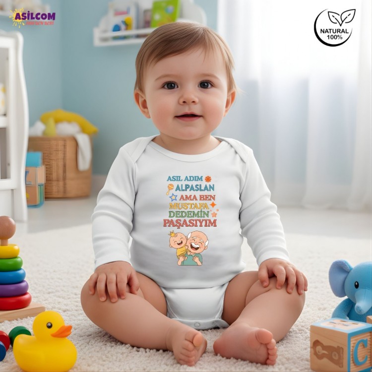 Kişiye Özel İsimli  Dedemin Paşası Bebek Zıbını - En Anlamlı Hediye