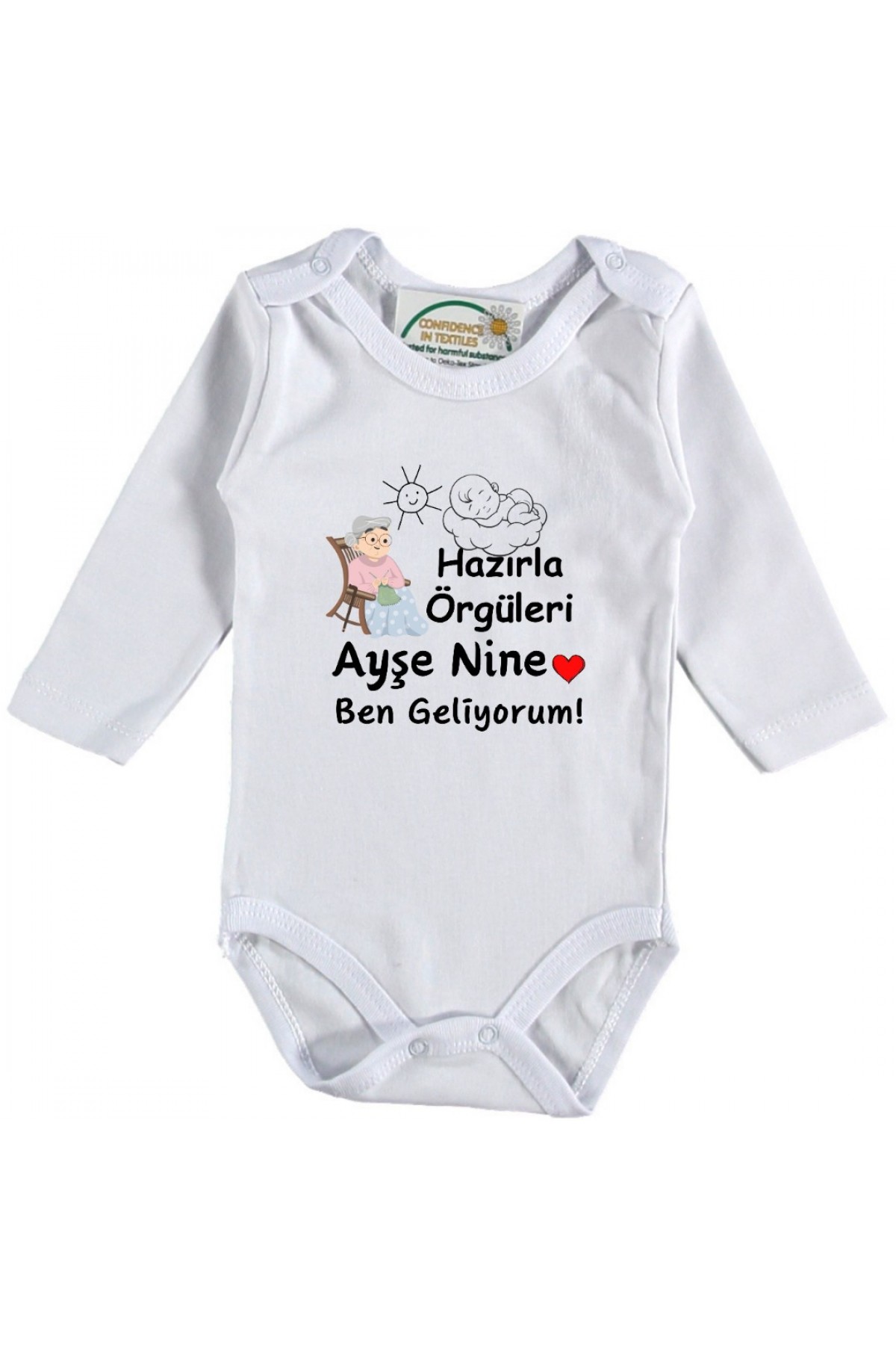 Nine Ben Geliyorum Yazılı Kişiye Özel Bebek Zıbın - %100 pamuk