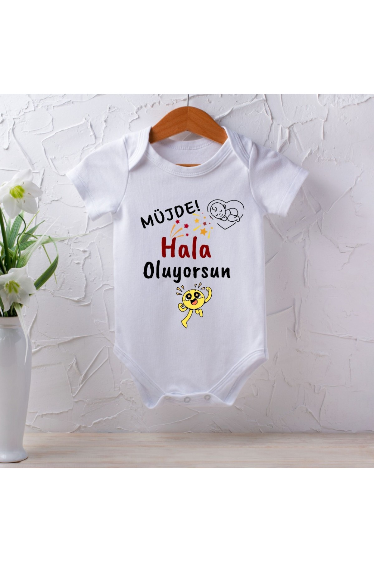 Müjde Babaanne-Anneanne Oluyorsun Kişiye Özel Bebek Zıbın - %100 Pamuk