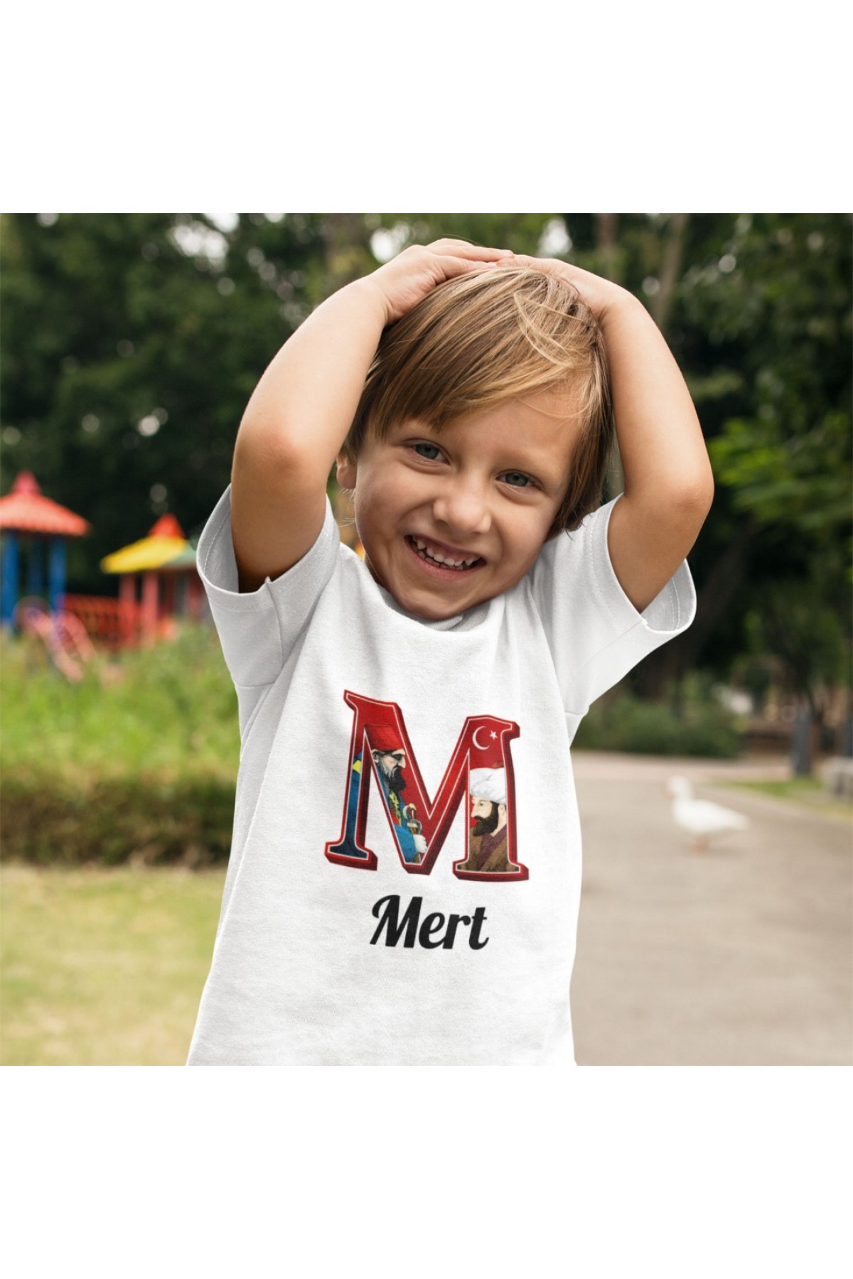 Osmanlı Temalı Harfli isim yazılabilen Kişiye Özel Çocuk Tişört- %100 Pamuk