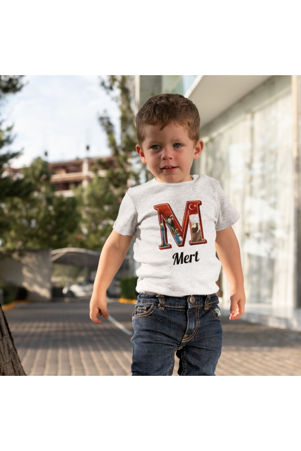 Osmanlı Temalı Harfli isim yazılabilen Kişiye Özel Çocuk Tişört- %100 Pamuk