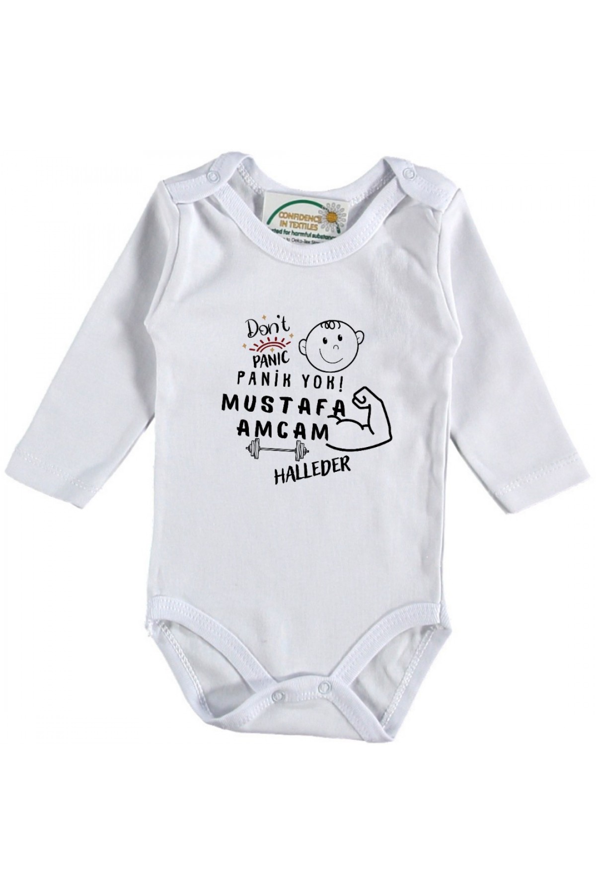Kişiye Özel Yazılı Bebek Zıbını – “Panik Yok, Dayım/Amcam/Abim Halleder”